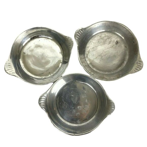 Cast Metal Aluminum Dishes Set Of 3 Shiny Round Candy Nuts Unbranded - Picture 1 of 6